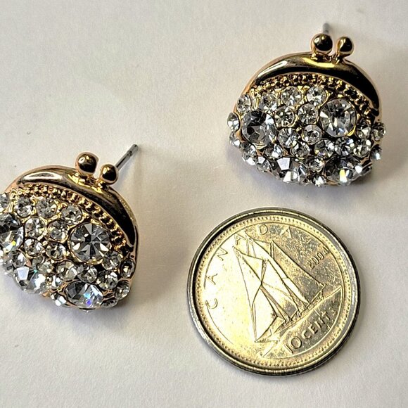 Tiny Crystal Earrings Crystal Handbag Shaped Earrings - Picture 5 of 9